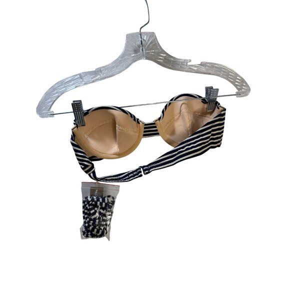 Navy Blue Striped Strapless Underwire Bra With‎ Removable Straps - Picture 2 of 10